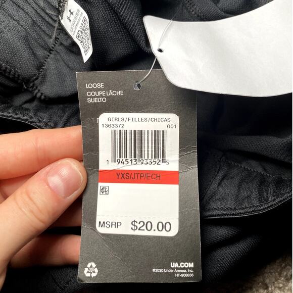 Under Armour - NWT - Girls' XS Black Athletic Shorts - Picture 8 of 9